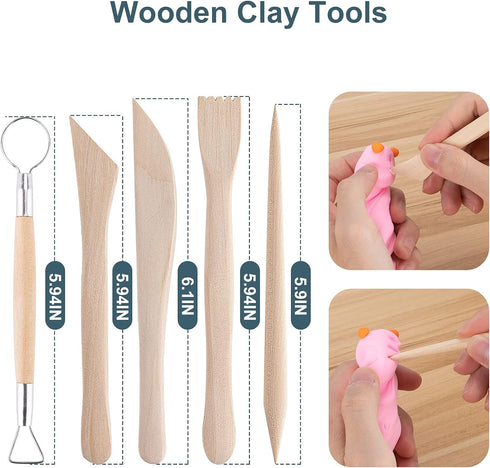 Luney Clay Tools Kit, 25 PCS Ceramics Polymer Clay Sculpting Pottery Tools Kit, Air Dry Clay Modeling Tools Set for Adults, Pottery Craft, Dotting...