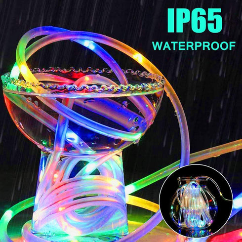 LED Rope Lights Battery Operated String Lights-40Ft 120 LEDs 8 Modes Outdoor Waterproof Fairy Lights Dimmable/Timer with Remote for Camping Party ...
