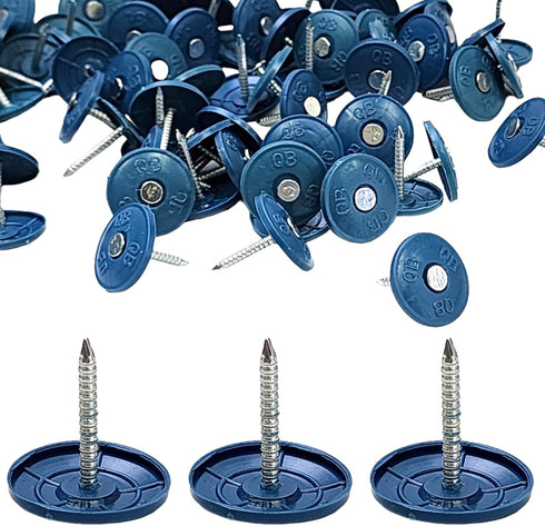 (100 Pack) Round Plastic Cap Nail 1 Inch Roofing Nails Galvanized Tar Paper Nails for House Wrap Fastening Foam Board Roofing Felt Insulation Film...