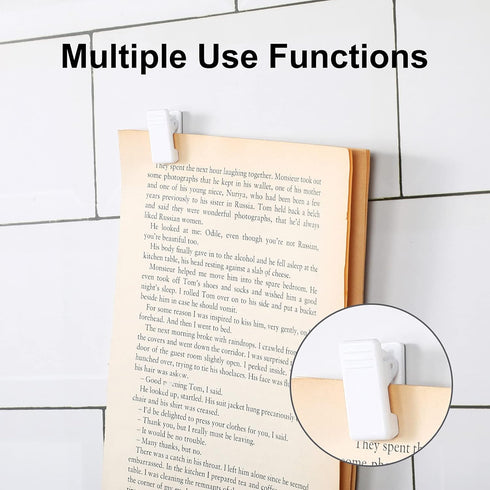 50 Pieces Self Adhesive Clips Adhesive Wall Tapestry Clips White Poster Spring Clips Plastic Sticky Picture Hanging Clips for Teachers Double Side...