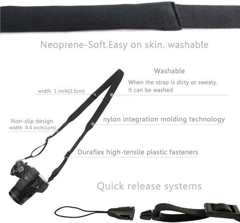 Washable Soft Neoprene Camera Neck Strap (Black)...