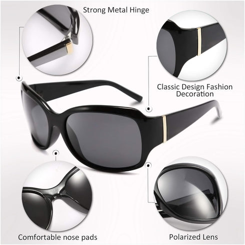 FEISEDY Polarized Oversized Sunglasses for Women Men, Classic Rectangle Wrap Around Large Frame UV400 Protection B2504...