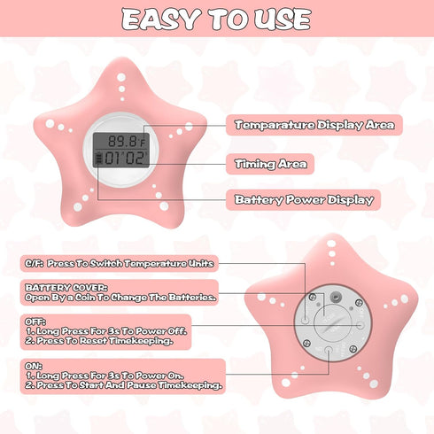 Safety Baby Bath Thermometer with Upgraded Chip, Digital Water Thermometer for Infants Bathtub, Accurate Temperature Testing and Color Alarm Bath ...