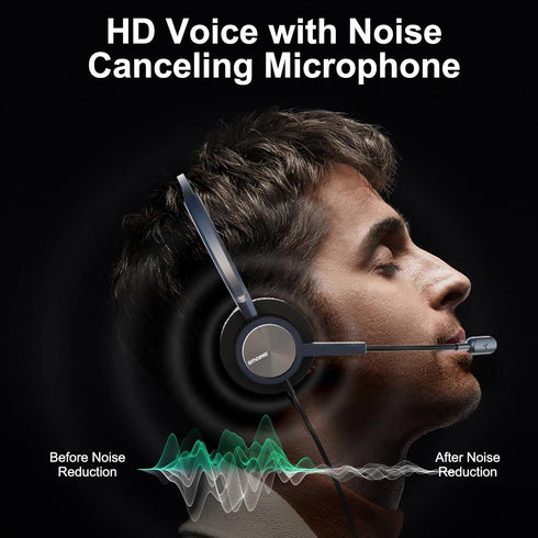3.5mm Jack Wired Headphones | Noise-Cancelling Mic | Compatible with Laptop, Cellphone, Computer | Ideal for Meeting, Truck Drivers, Conference, D...