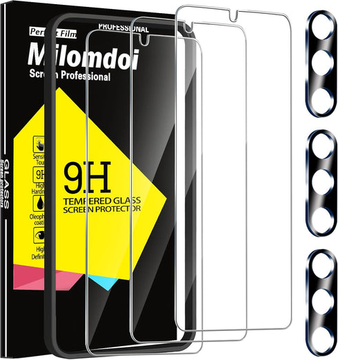 Milomdoi 3 Pack Screen Protector for Samsung Galaxy A15 5G with 3 Pack Tempered Glass Camera Lens Protector, Ultra 9H Accessories, Case Friendly, ...