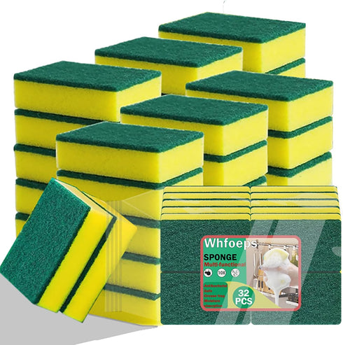 Scrub Sponges Kitchen 32 Count, Non-Scratch Scrub Dish Sponges, Heavy Duty Scrub Sponges for Cleaning, Effortlessly Clean your Stovetop, Sinks, St...