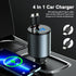 Car Charger 100W Super Fast Charging, 4-in-1 Retractable Car Charger, 180° Adjustable USB Car Charger, Car Charger Adapter with Voltage Display fo...