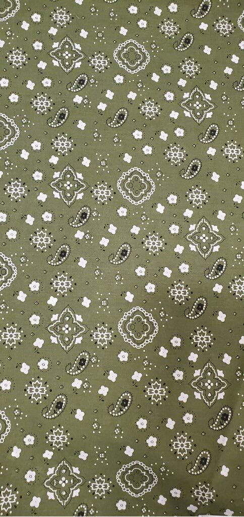 Bandana Print Poly Cotton 58 Inch Wide Fabric by The Yard (Olive Green)...