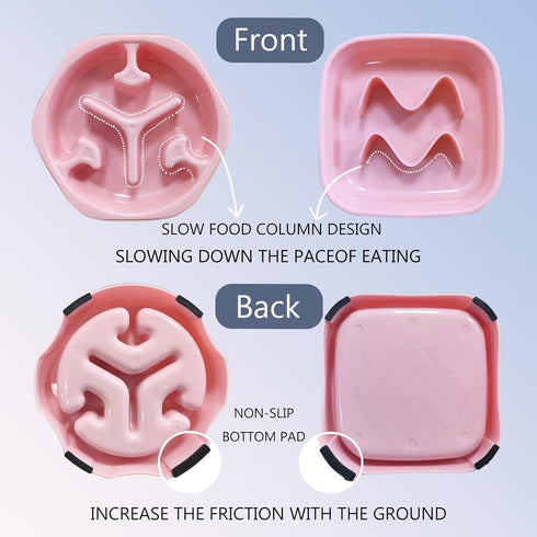 2 PACK Slow Feeder Dog Bowls Small Breed, Pink Silicone Dog Bowl, Silicone Slow Feeder Dog Bowls to Slow Down Pets' Eating Speed for Medium Small ...
