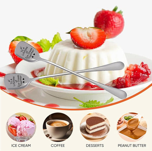To A Lifetime of Ice Cream Together Gifts For Couple, 2PCS Spoon Christmas Wedding Gifts For Couple,Anniversary Birthday Valentine’s Day Gifts For...