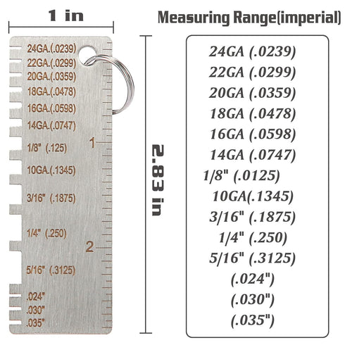 ZeeDix Portable Metal Sheet Thickness Gauge- Stainless Steel Plated Size Inspection Tool Metal Sheets Wire Welding Material Thickness Gauge...