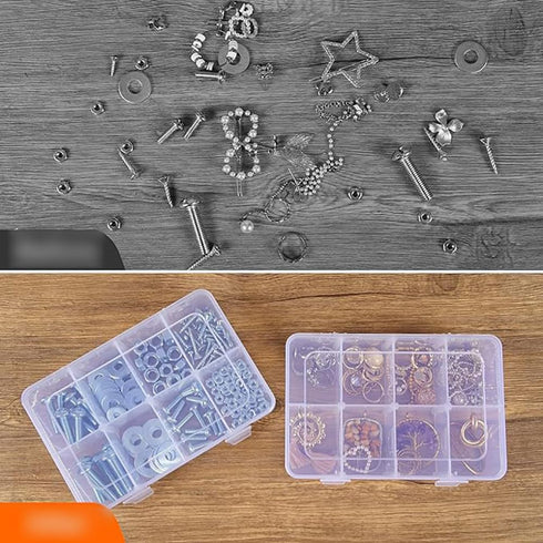 8 Grids Clear Bead Organizer Box Small Part Storage Box Jewelry Organizing Case Craft Tool Containers Fishing Tackle Case with Adjustable Dividers...