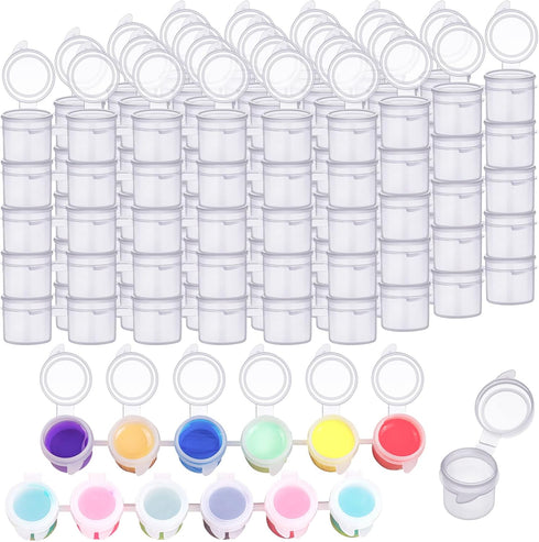 120 Paint Pots with Lids, 5ml/0.17oz Large Empty Paint Pots with Lids, Easy Open Acrylic Paint Container Paint Strips for Kids Classroom School Pa...