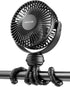 Gaiatop Mini Portable Stroller Fan, Battery Operated Small Clip on Fan, Detachable 3 Speed Rechargeable 360° Rotate Flexible Tripod Cooling Fan fo...