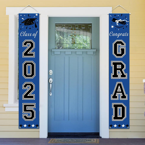 DAZONGE Blue Graduation Decorations 2025, Congrats Grad Porch Banner for Any Schools or Grades 2025 Graduation Party Decorations...