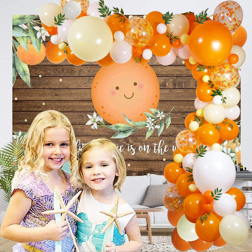 Little Cutie Orange Yellow White Balloon,Baby shower decorations,with Artificial Willow Leaves for Birthday Sunshine Baby Shower Bridal Shower Par...