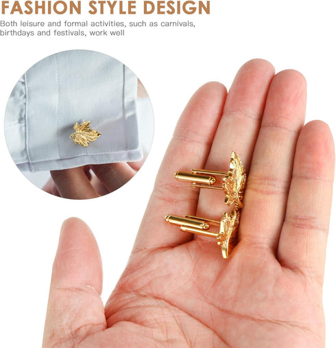 Amosfun 1 Pair of Maple Leaf Cufflinks for The Maple City Handsome Cufflinks for Men Metal Cufflinks for Wedding Bussiness Anniversary Birthday Go...