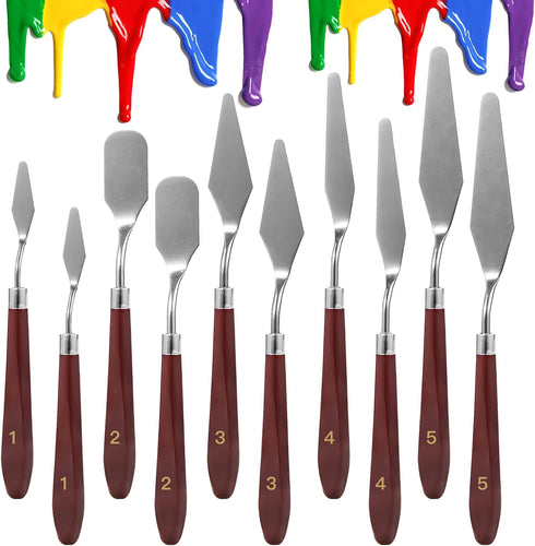 10PCS Palette Knife, Stainless Steel Painting Knife Set, Flexible Spatula Pallet Knife, Metal Artist Knives, Oil Painting Accessories Color Mixing...