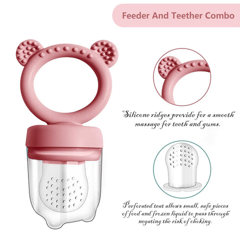 Silicone Breast Milk Popsicle Mold & Fresh Food Teether Feeder - Self Feeding Baby Frozen Breast Milk Teether with Forage Feeder and Ice Cube Tray...