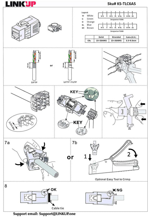 LINKUP - RJ45 Connectors Cat6A (2 Pack) Shielded Keystone Jack Zinc-Alloy Housing Modular Termination | 10G Easy Internet Tool Free Jacks | for Ca...