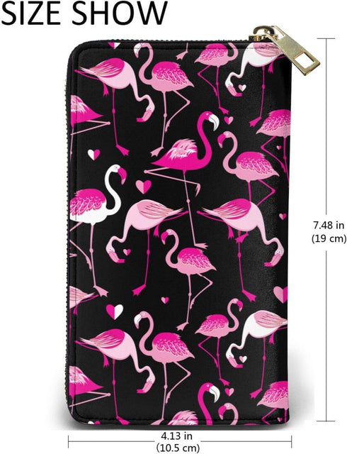 YISHOW Pink Flamingos Wallet Slim Thin Leather Purse Wallet With Zip Around Clutch Casual Handbag For Phone Key Credit Cards...