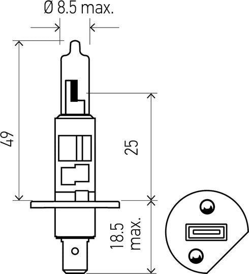 Hella H1 Standard Halogen Bulb, 12 V, 55W...