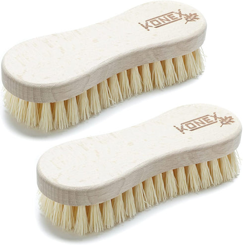 Konex Fiber Economy Utility Cleaning Brush. Heavy Duty Scrub Brush with Wood Handle. (Peanut 2 Pack)...