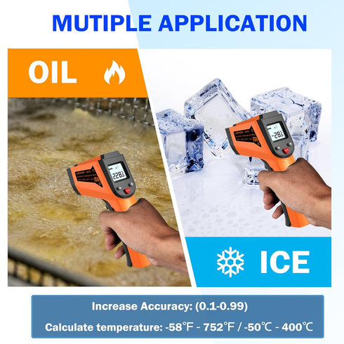 Digital Infrared Thermometer Gun Non-Contact Grip Infrared Laser Thermometer Temperature Gun -58?~ 752? for Instant Read Meat Digital Kitchen Ther...