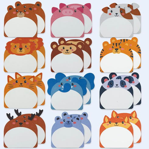 24 Pack Cute Sticky Notes Animal Kawaii notebooks Fun Office Supplies Cute notepads for Student Roommates Tab Gifts Supplies (24pcs)...