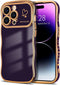 Hython for iPhone 14 Pro Case Cute Curly Wave Frame Shape Phone Cases, Thin Slim Luxury Plating Wavy Edge Soft TPU Bumper Shockproof Rubber Protec...