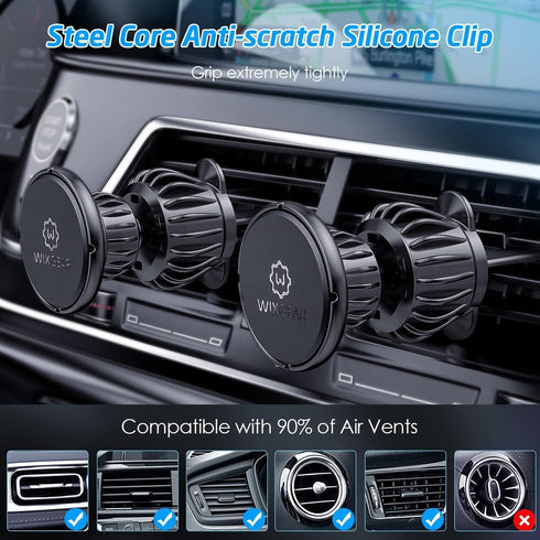 WixGear [2 Pack Universal Air Vent Magnetic Phone Holder for Car, Phone Mount for Car for Cell Phones and Mini Tablets (New Upgraded Vent Locks)...