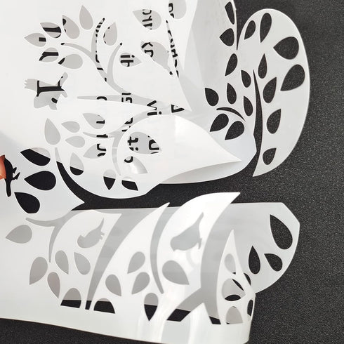 2 Pieces Family Tree Stencil Tree of Life Stencil Reusable Flower Bird Stencil DIY Decorative Stencil Template for Painting on Walls Furniture Til...