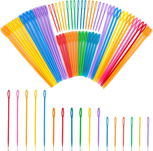 LOVEINUSA 100PCS Plastic Needles for Kids, Large Eye Yarn Needles for DIY Stitchery Plastic Sewing Needles Tapestry...