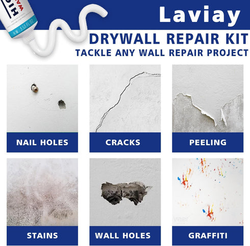 Drywall Repair Kit - 2 Pack Spackle Wall Repair with Scraper and Sandpaper | Effortlessly Wall Patch Repair Kit | Wall Putty for Filling Holes | F...
