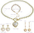 Pearl Heart Necklace and Earring set - 4PCS Pearl Jewelry Set for Women Gold Plated Pearl Choker Necklace Pearl Bracelet Pearl Earrings Set Trendy...