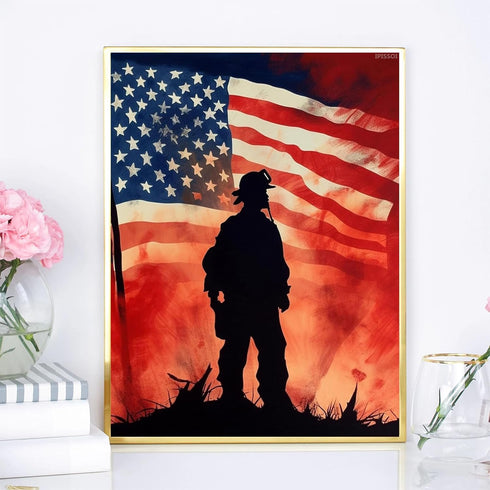 IPISSOI DIY 5D Love Diamond Art Painting Kit for Adults American Flag Firefighters Patriotic Round Full Drill Craft Diamond Art Painting Canvas fo...