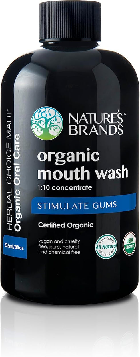 Herbal Choice Mari Organic Mouth Wash, 8 Oz BPA FREE Plastic Bottle(1:10 Concentrate)...