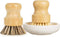 Palm Pot Dish Brush- Nature Bamboo 2 Packs Mini Durable Scrub for Kitchen Cleaning with Ceramics Holder...