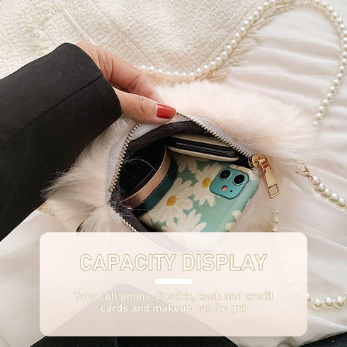 Ynport Faux Fur Bag for Women Fuzzy Evening Clutch Fluffy Feather Shoulder Purse Small Cute Furry Phone Crossbody Handbags...
