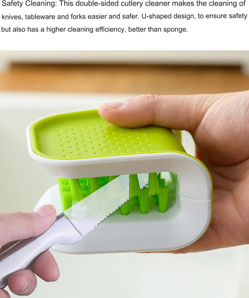 Blade Knife Cleaner 2PCS Kitchen Washing Brush Chopsticks Cutlery Cleaning Brush Double-Sided Knife Scrubber...