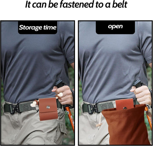 Foraging Bag Leather Belt Pouch Canvas Collapsible Bag Outdoor Camping Storage Folding Bag Mushroom Portable Storage Bags Belt Dump Pouches for Tr...