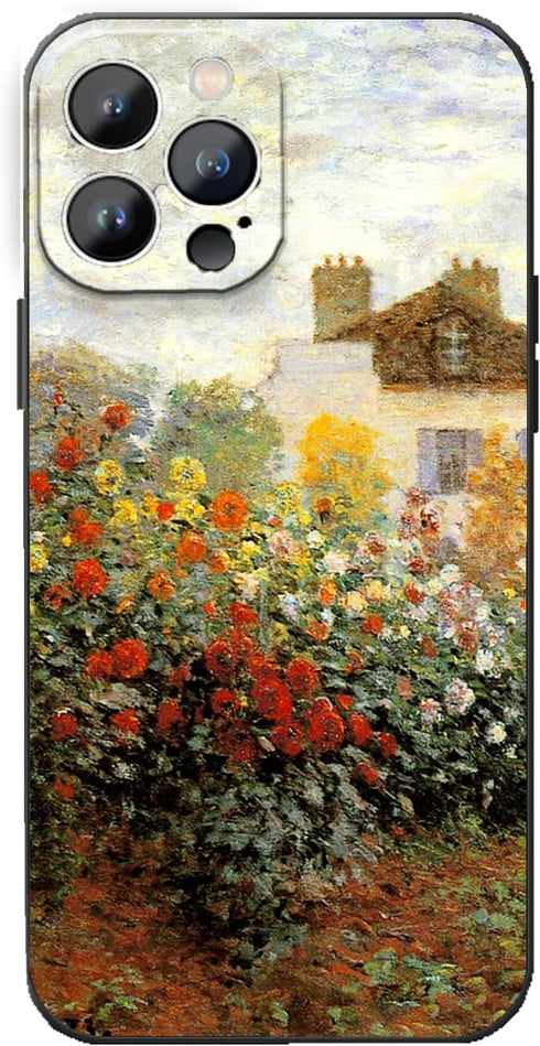 for iPhone 12 Pro Max Case for Women, The Artist's Garden in Argenteuil by Monet Abstract Art Phone Case, Nature Landscape Cute Phone Cover...