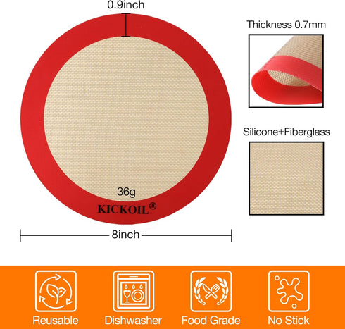 Round Silicone Baking Mats Set Of 2,Silicone Mat for 8 Inch Cake Pan Springform Pans Pizza Pan,Non-Stick Reusable Heat Resistant Baking Sheets Lin...