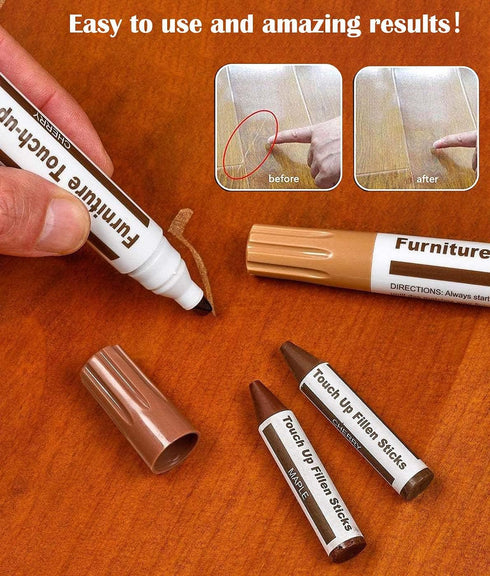 Furniture Markers Touch Up, Lifreer 21 Pcs Wood Filler Floor Scratch Repair Kits, Wood Markers and Wax Sticks with Sharpener Kit for Funiture Repa...