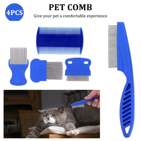 Dog Flea Lice Comb, Dog Cat Grooming Comb Pet Tear Stain Remover Combs Fine Tooth Grooming Removal Tool (5 Pieces)...