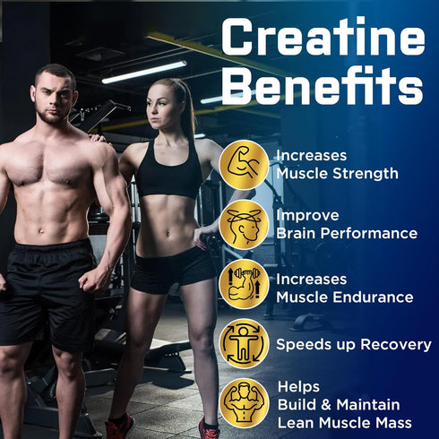 Creatine Monohydrate Gummies for Men & Women, Creatine Pre-Workout Gummies, Taurine&B6, Increase Strength, Energy & Endurance Chewable Creatine Gu...