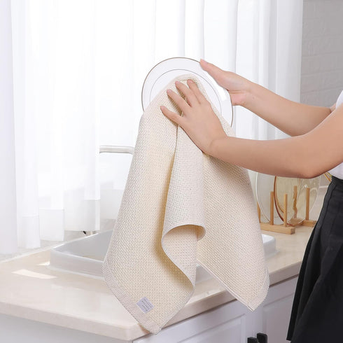 Homaxy 100% Cotton Waffle Weave Kitchen Dish Towels, Ultra Soft Absorbent Quick Drying Cleaning Towel, 13x28 Inches, 4-Pack, Beige...