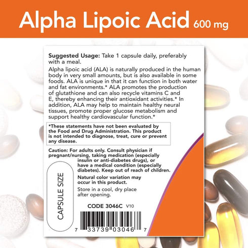 NOW Supplements, Alpha Lipoic Acid 600 mg with Grape Seed Extract & Bioperine®, Extra Strength, 60 Count (Pack of 1)...