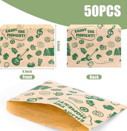 VGOODALL 50PCS Paper Sandwich Bags, Small Snack Bags 8.1x6.6inch Wax Paper Bags for Snack Sandwich Picnic...