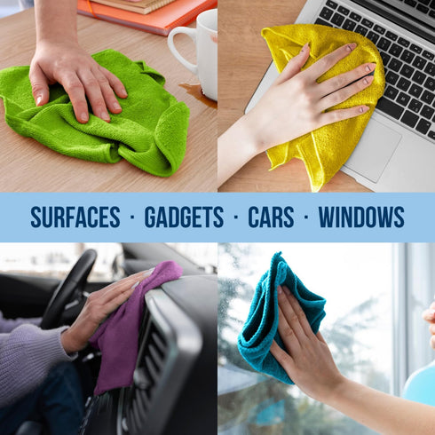 GREEN LIFESTYLE Microfiber Cleaning Cloth 12 Pack, Borderless Microfiber Towels Cleaning, Rags for Cleaning, Car Microfiber Towel, Drying Towels f...